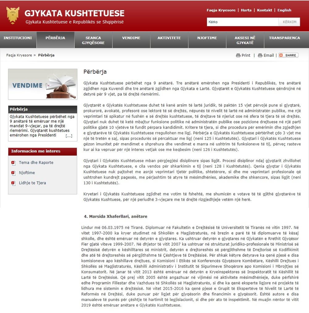 Publikohen emrat n&euml; faqen zyrtare/ Marsida Xhaferllari, an&euml;tare e