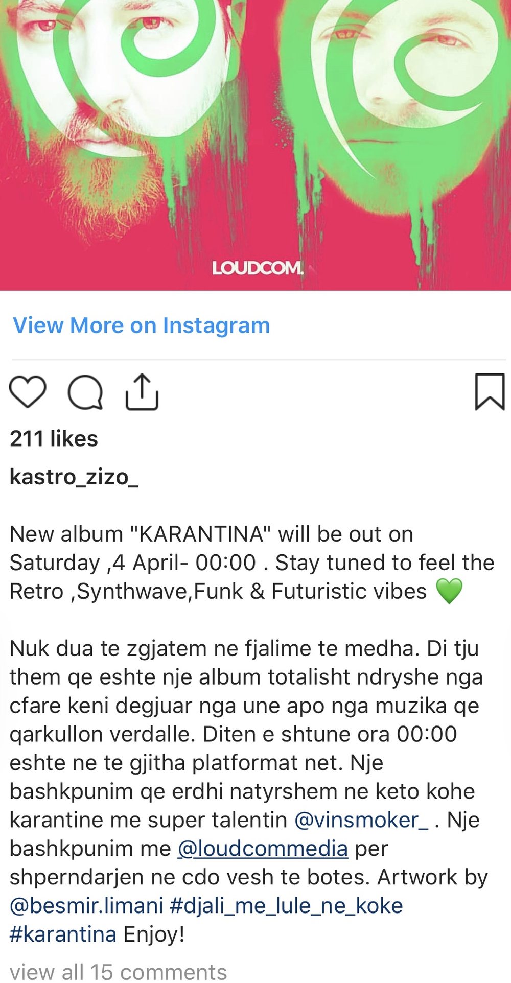 Kastro Zizo do t&euml; publikoj&euml; albumin e quajtur &ldquo;Karantina&rdquo;