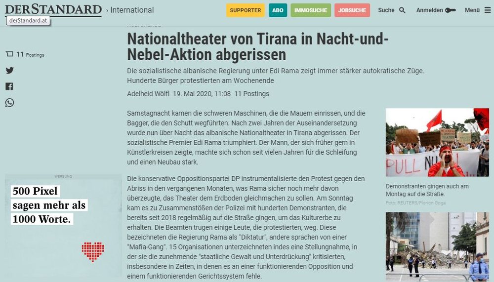 Der Standard/ Shembja e teatrit, grusht shteti n&euml; koh&euml;n e
