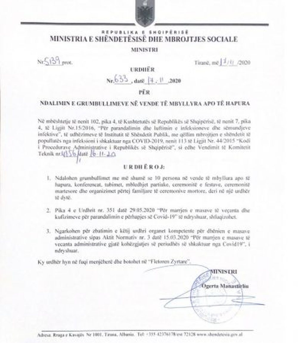 Manastirliu firmos urdhrin e ri p&euml;r masat kund&euml;r koronavirusit