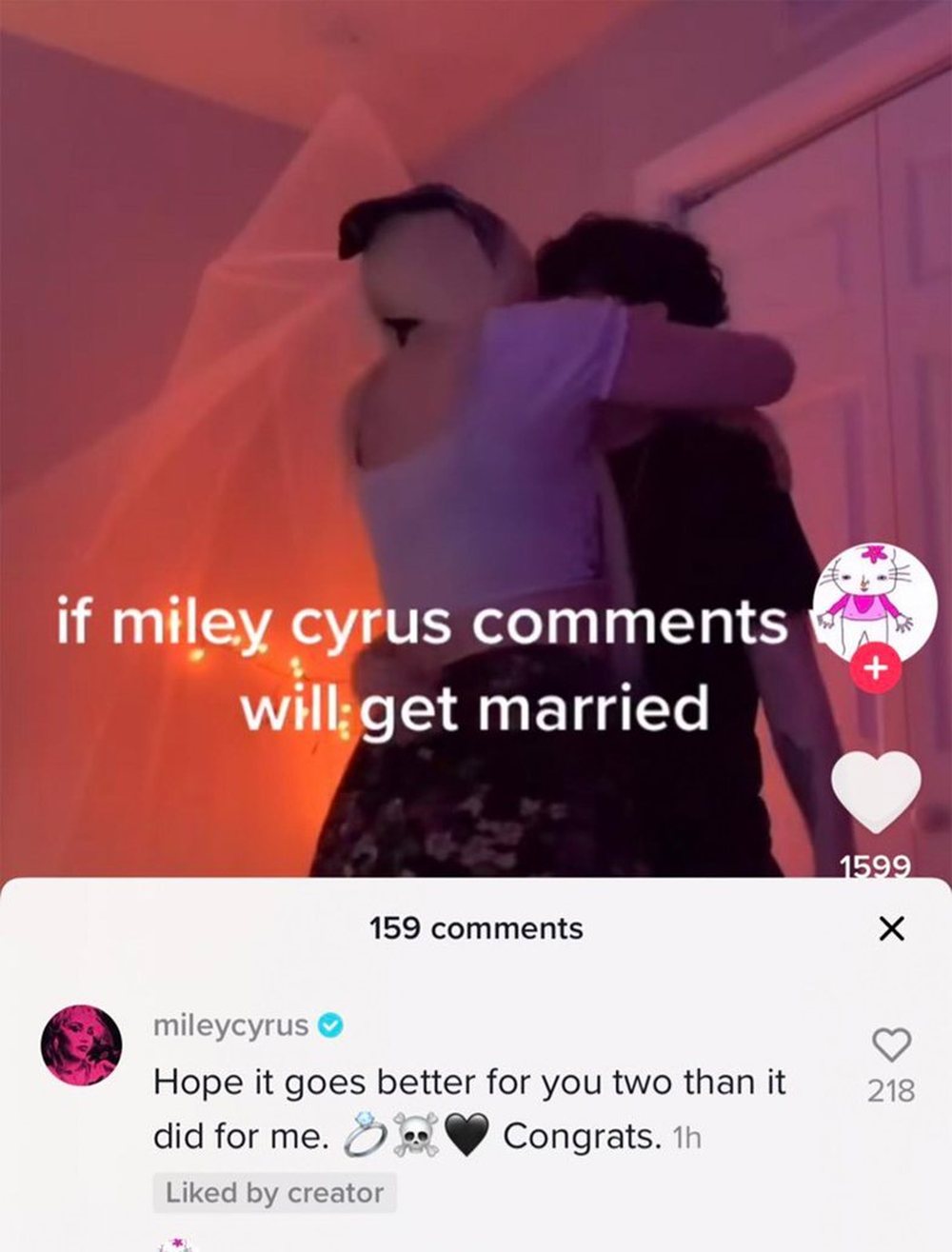 &Ccedil;ifti n&euml; TikTok gati t&euml; martohen pas komentit te Miley-t