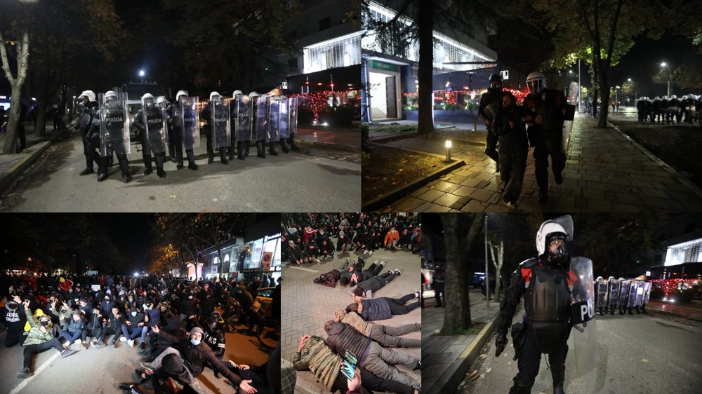 Protesta n&euml; FOTO/ P&euml;rplasje mes policis&euml; dhe t&euml; rinjve