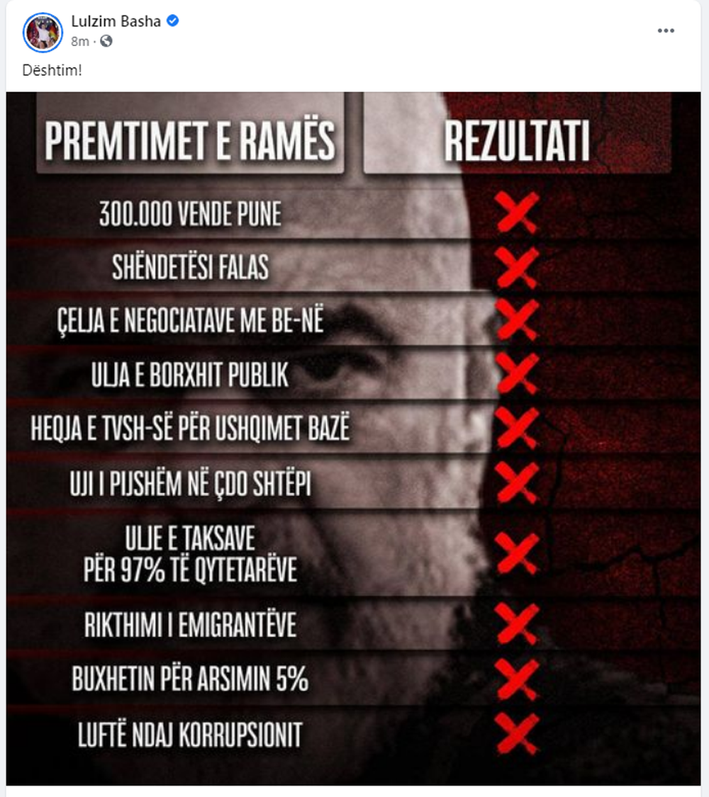 Basha nxjerr me FOTO 10 premtimet e pambajtura t&euml; Ram&euml;s