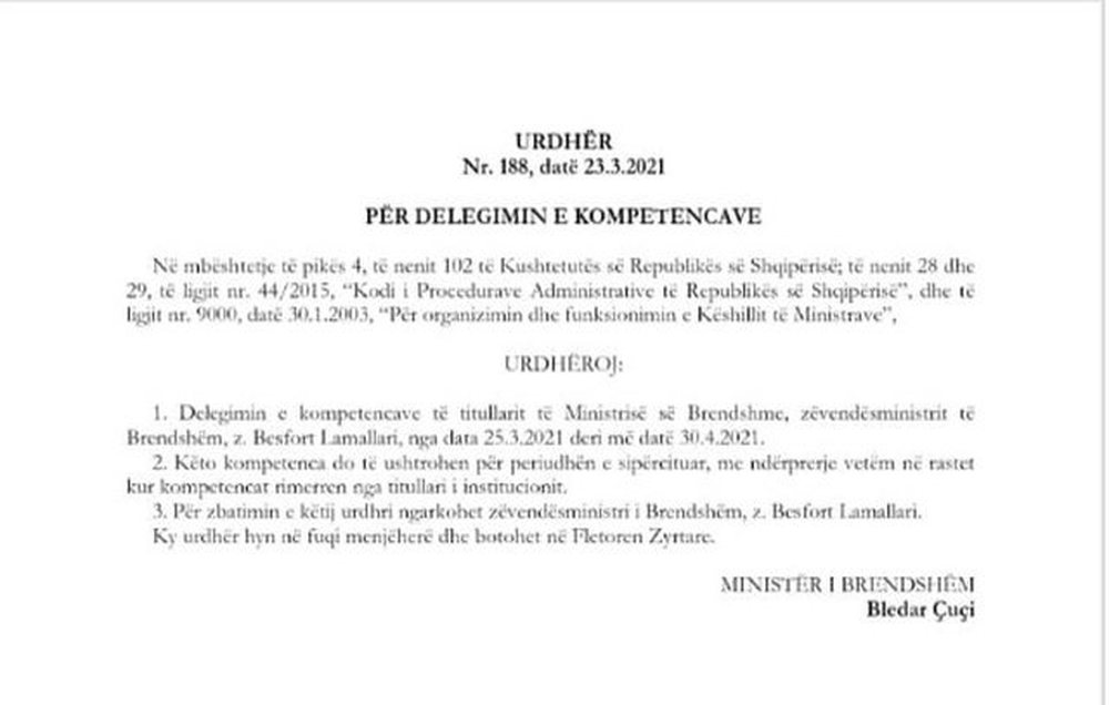 &Ccedil;u&ccedil;i 'zhvishet' si minist&euml;r i Brendsh&euml;m