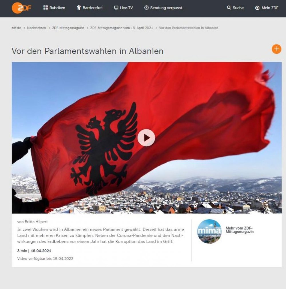 ZDF: N&euml; Shqip&euml;ri lul&euml;zon korrupsioni dhe pastrimi i parave edhe
