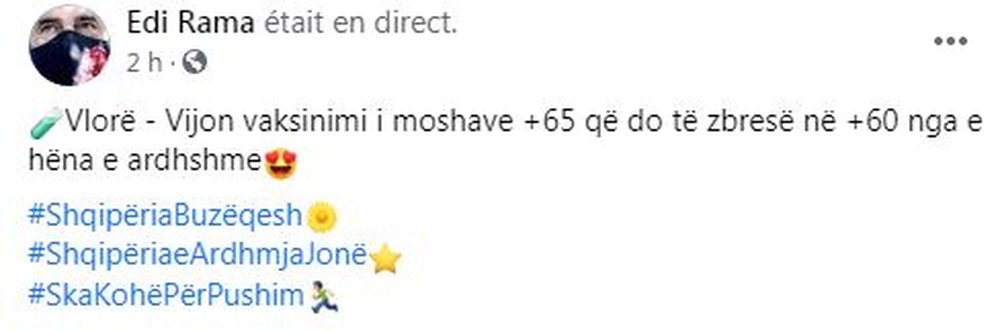 Rama edhe n&euml; Vlor&euml; me mask&euml; rilindjeje n&euml; fushat&euml;