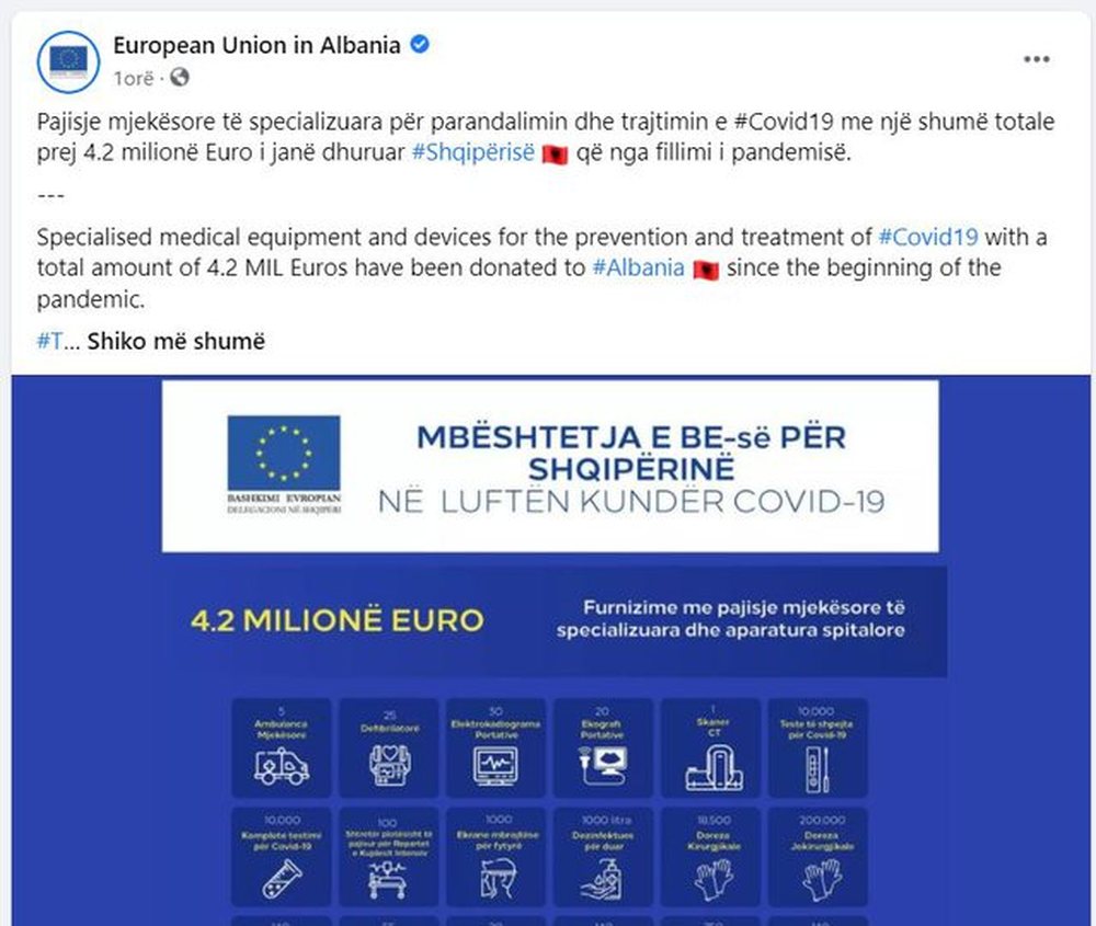 BE: Shqip&euml;ris&euml; i kemi dhuruar 4.2 milion&euml; euro pajisje