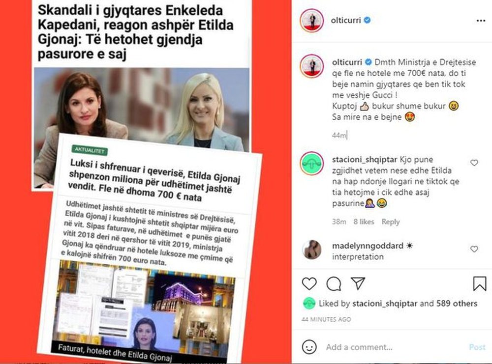 Olti Curri tallet me Etilda Gjonaj: "Fle n&euml; hotele me 700&euro; nata,