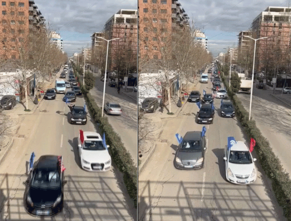 Autokolona makinash me simpatizant&euml;t nisen drejt protest&euml;s (VIDEO)