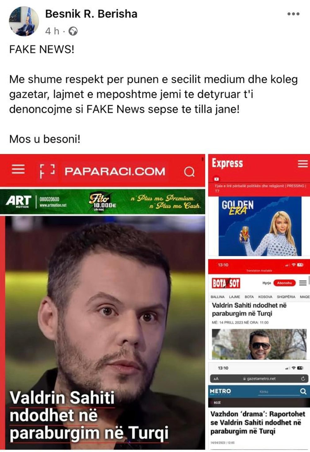 Avokati i Valdrin Sahiti reagon ndaj lajmeve p&euml;r arrestimin e stilistit