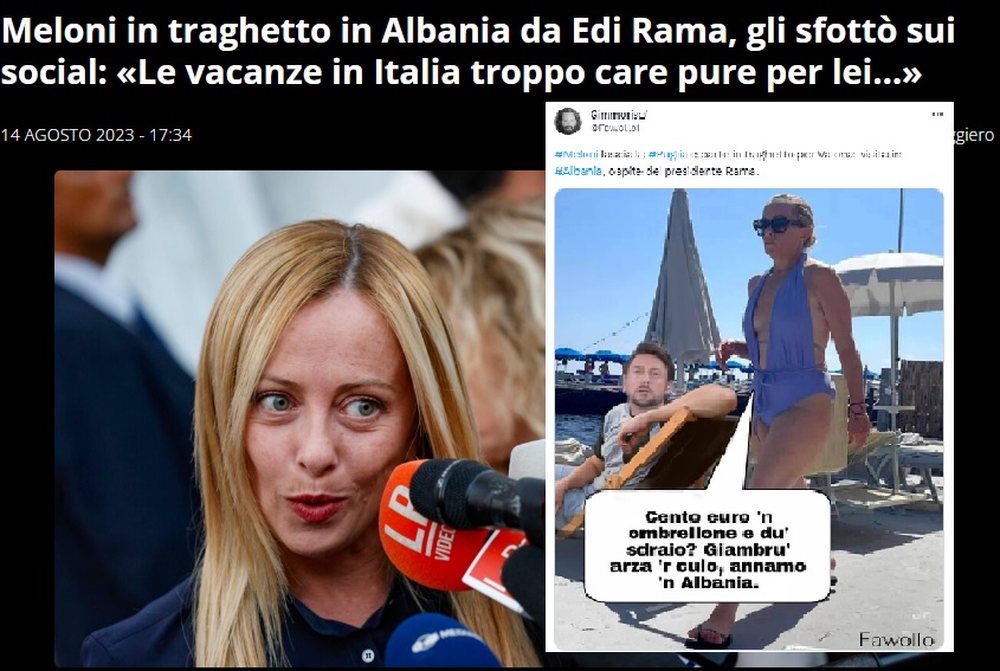 Ironi n&euml; mediat italiane: Edhe Meloni iku n&euml; Shqip&euml;ri nga