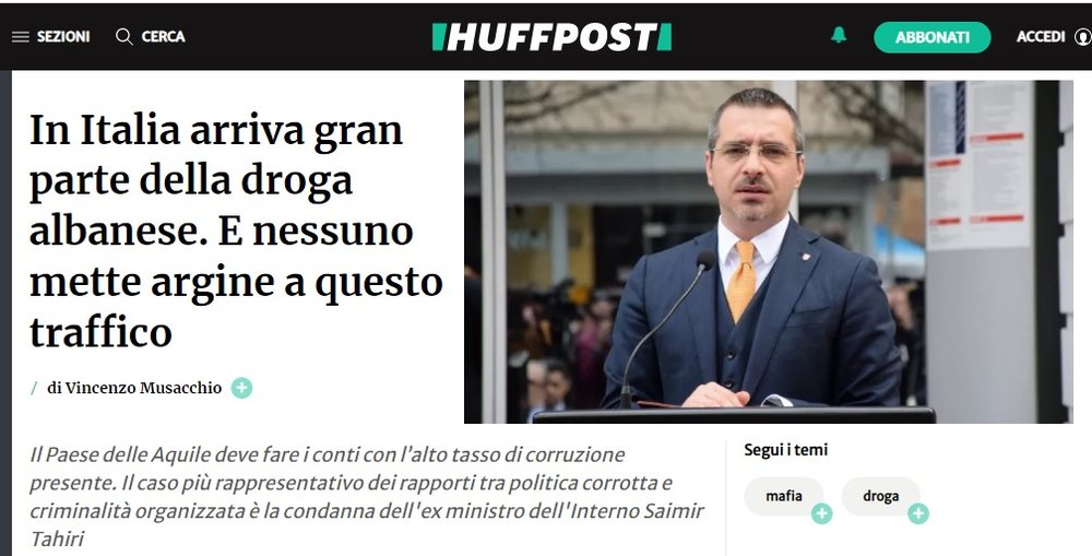 HuffingtonPost: Krimi shqiptar dhe lidhjet e forta me politik&euml;n