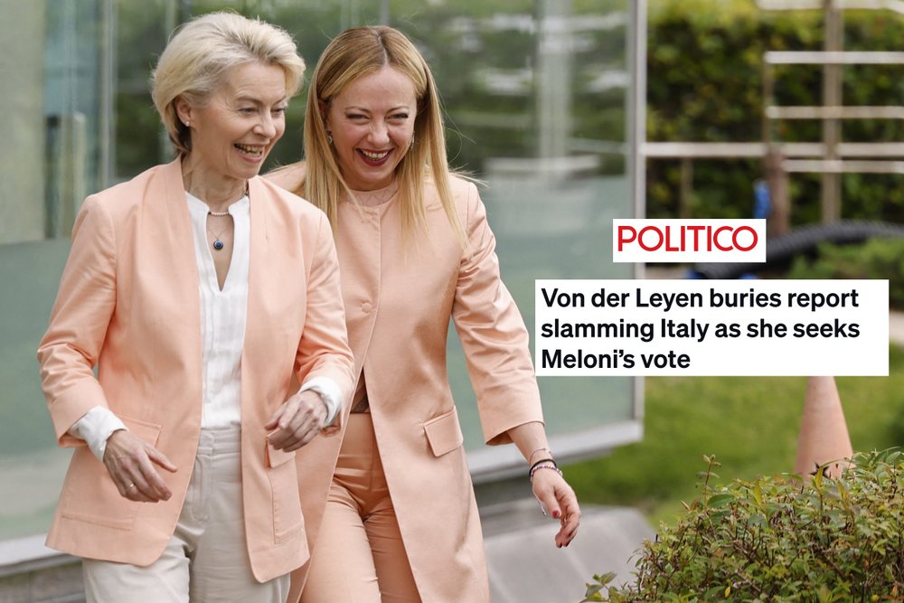 Hije skandali/ Von der Leyen bllokoi raportin q&euml; kritikon Melonin p&euml;r