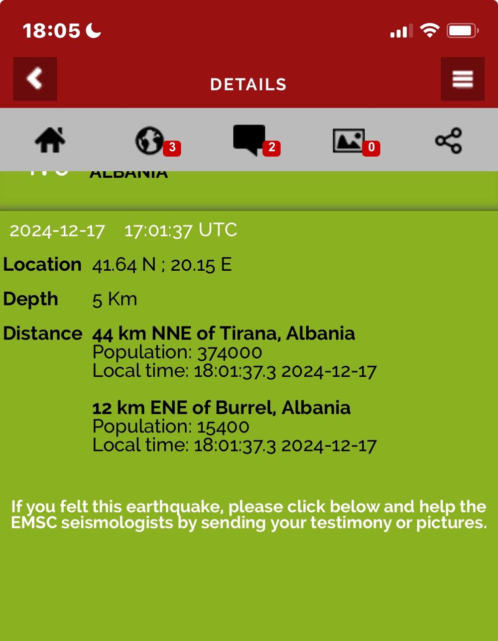 T&euml;rmeti "shkund" Shqip&euml;rin&euml;, l&euml;kundje n&euml; disa