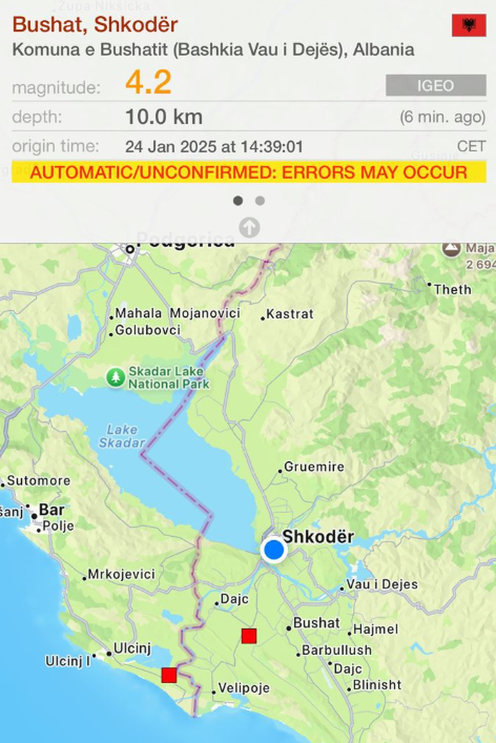 L&euml;kundje t&euml;rmeti n&euml; veri t&euml; Shqip&euml;ris&euml;