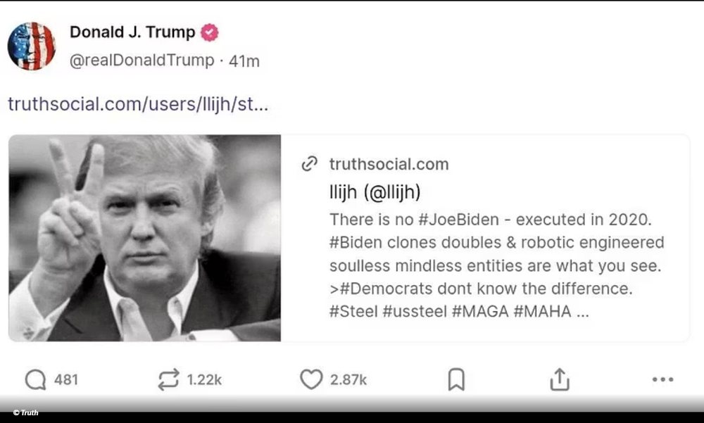 Mesazhi i Trump: Biden u vra n&euml; 2020 dhe u z&euml;vend&euml;sua nga