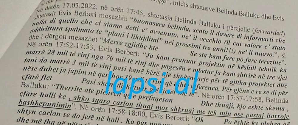 "Thirre at&euml; plehr&euml;n"/ N&euml; dosjen "Balluku" del