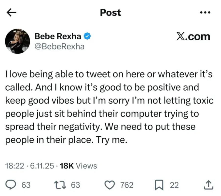 Bebe Rexha SHPËRTHEN ndaj komentueses: “Në këtë mes ti