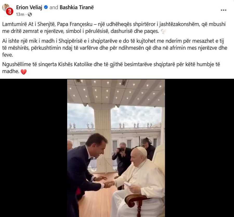 Politika shqiptare reagon për ndarjen nga jeta të Papa Franceskut: