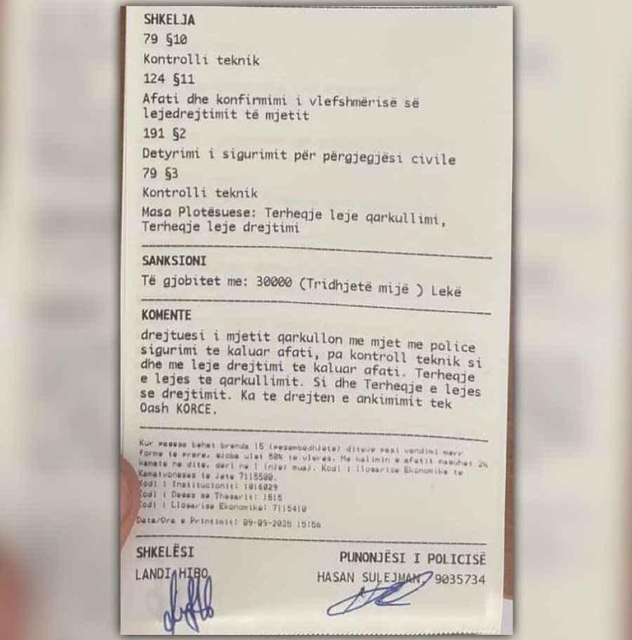 Urdhëronte policët të vendosnin gjoba, efektivi i Devollit