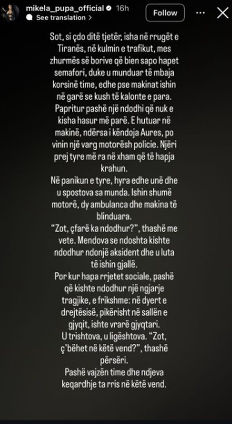 Mikela Pupa reagon e tronditur pas vrasjes se gjyqtarit Astrit Kalaja: