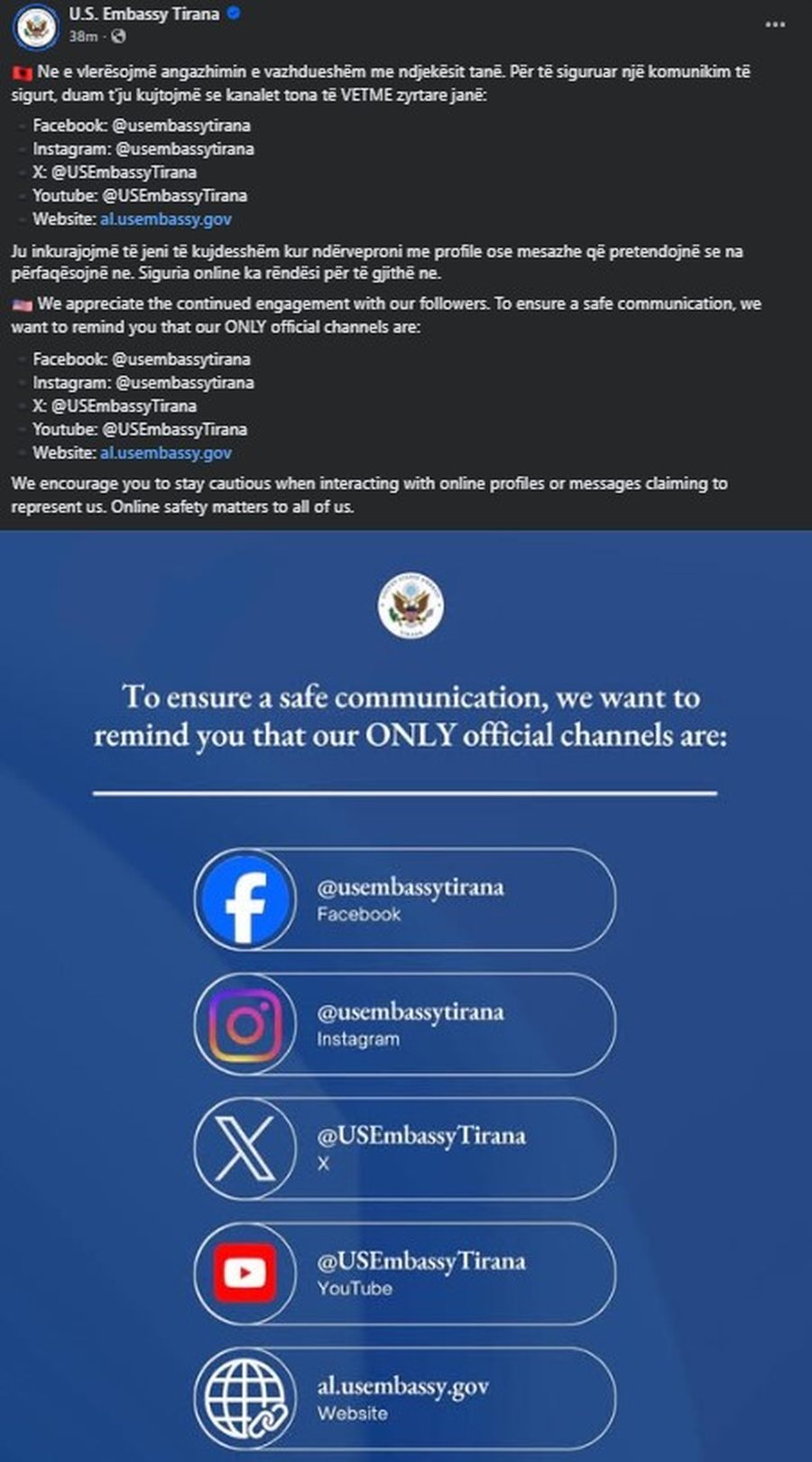 Ambasada e SHBA-ve në Tiranë u druhet sulmeve kibernetike, NJOFTIM i