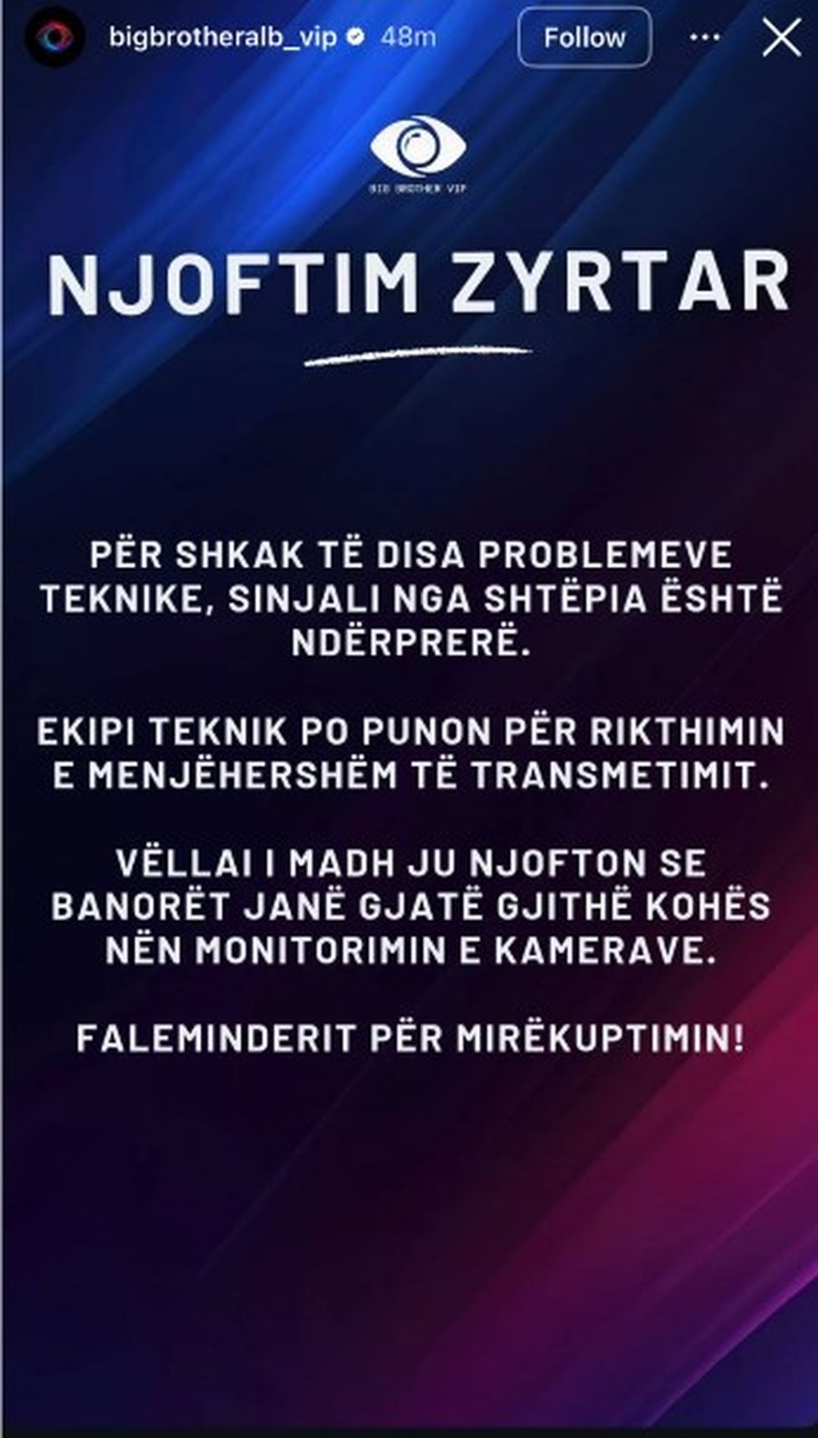 Çfarë po ndodh në Big Brother VIP Albania, ndërpritet