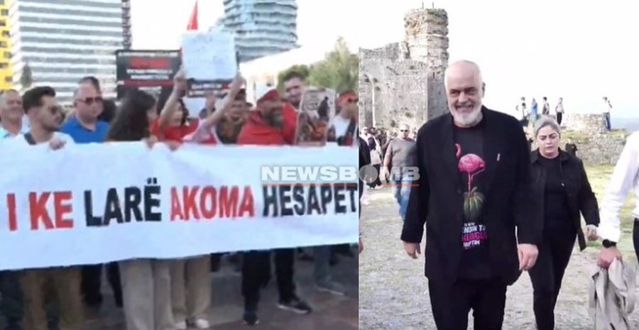 Protestuesit mblidhen s&euml;rish n&euml; Tiran&euml;, Edi Rama u d&euml;rgon