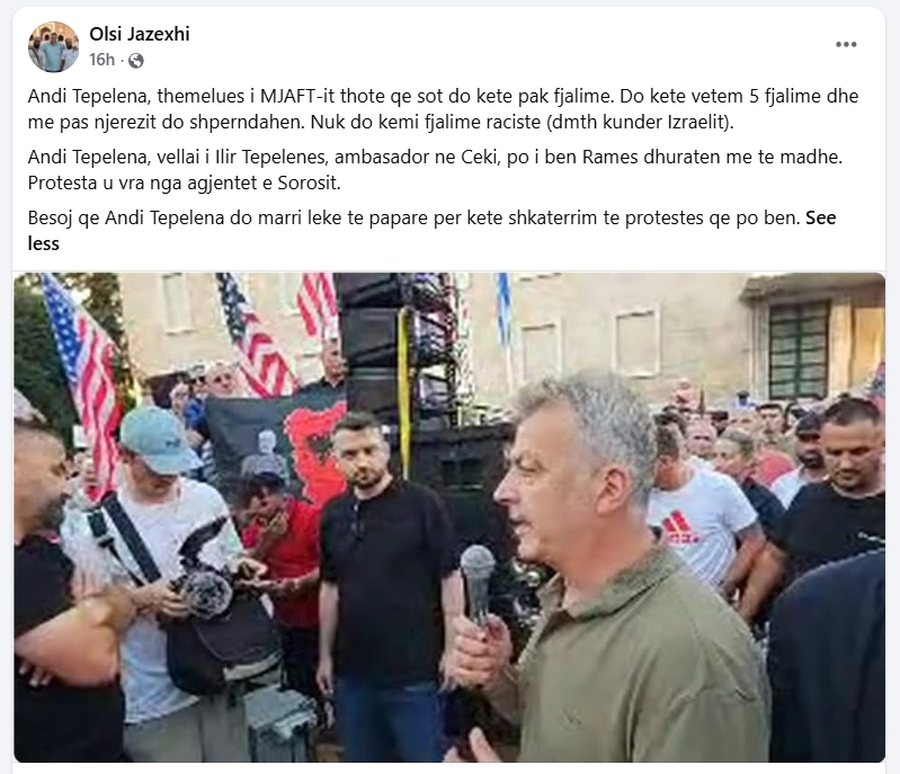 "V&euml;llain e ka ambasador, po shkat&euml;rron protest&euml;n", Andi