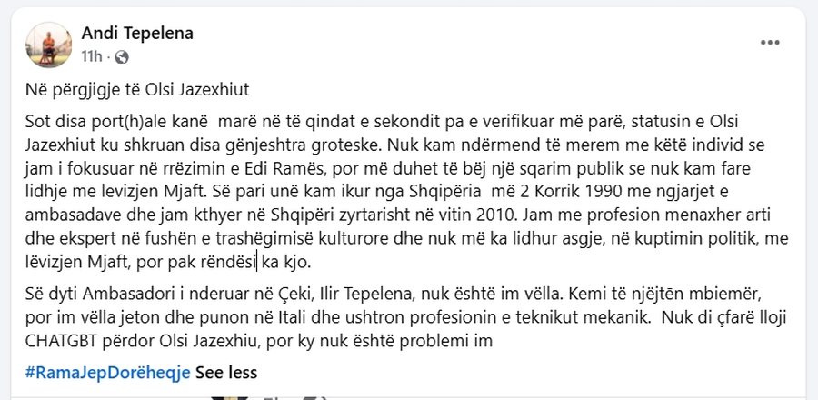 "V&euml;llain e ka ambasador, po shkat&euml;rron protest&euml;n", Andi