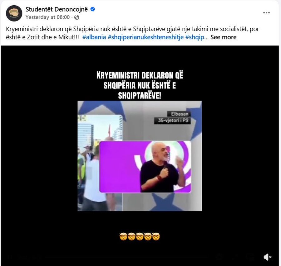 Bllokohet faqja &lsquo;&rsquo;Student&euml;t Denoncojn&euml;&rsquo;&rsquo;!