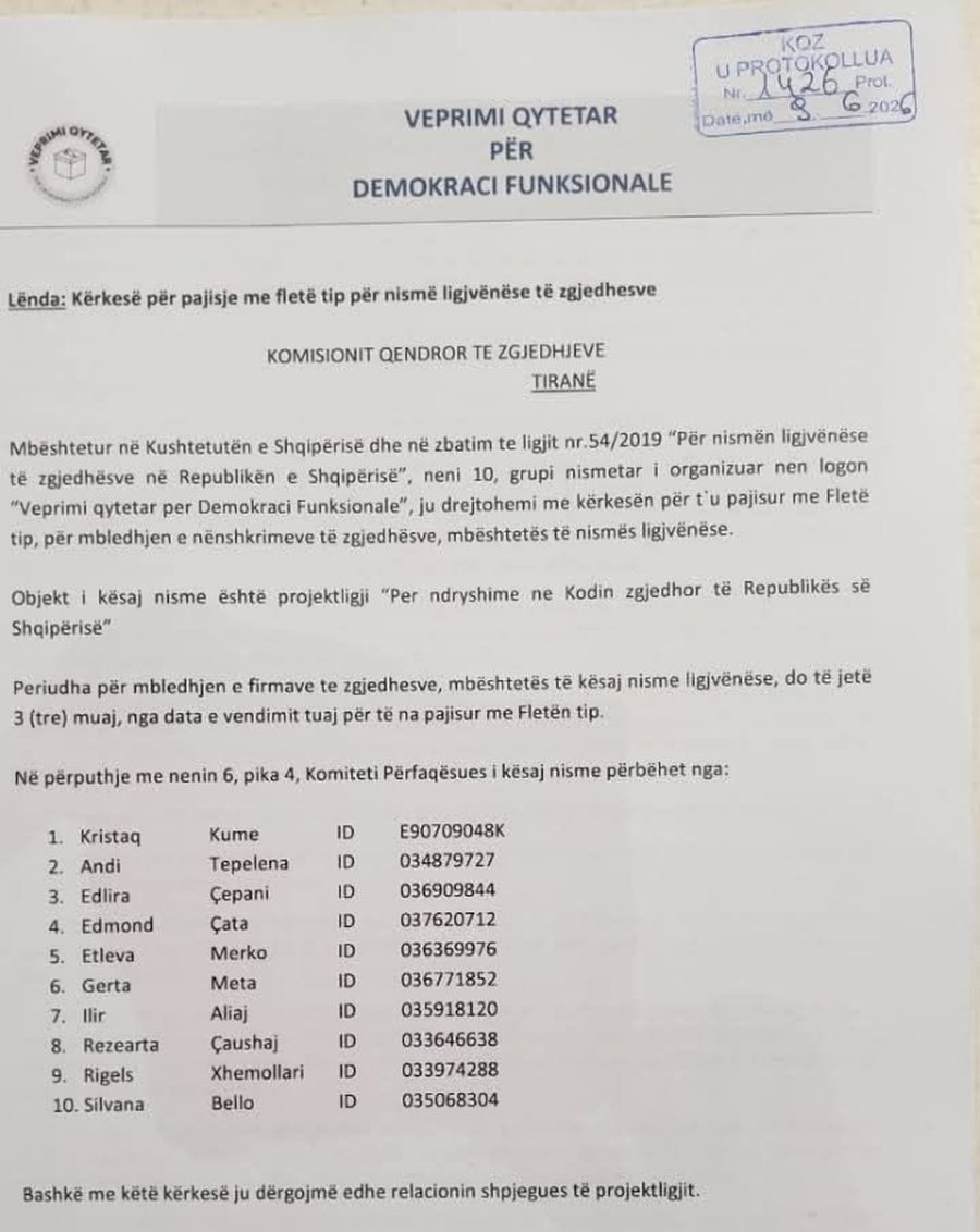 "Veprimi Qytetar" shpall EMRAT p&euml;r Komitetin
