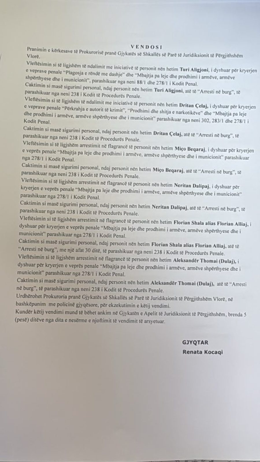 Plagosi me armë 26-vjeçarin, Gjykata e Vlorës lë në