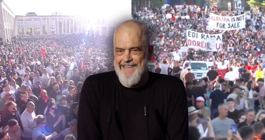 Socialist&euml;t n&euml; nj&euml;r&euml;n an&euml;, protestuesit n&euml;