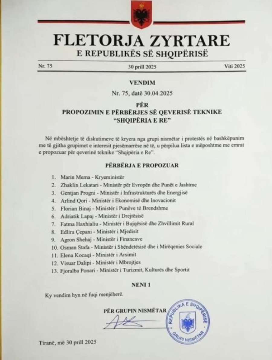 Marin Mema kryeminist&euml;r, Fjoralba Ponari dhe Zhaklin Lekatari ministre?