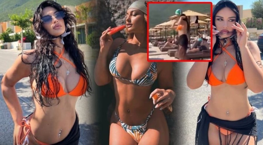 Me bikini dhe n&euml; top-form&euml;, futbollistja e Teut&euml;s dhuron