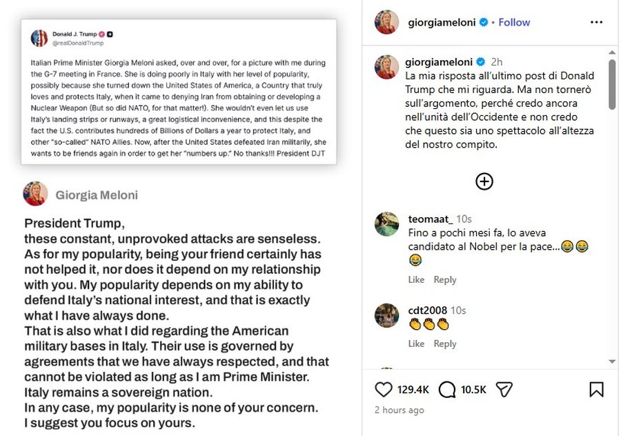 Meloni nuk i frik&euml;sohet Trump, kryeministrja i kthen p&euml;rgjigje