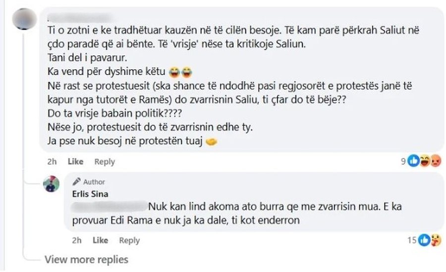 Erlis Sina, protestuesi &ldquo;VIP&rdquo; i s&euml; mart&euml;s? Postimet