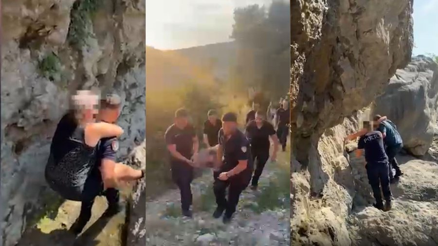 Mbet&euml;n t&euml; bllokuara n&euml; Shpellen e P&euml;llumbasit, dy turistet