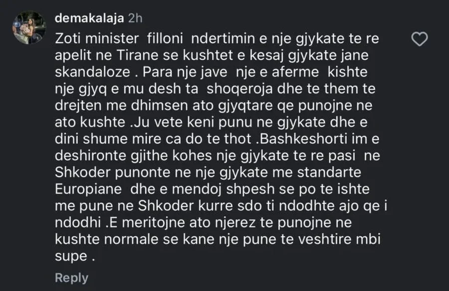 Kushtet e Gjykat&euml;s s&euml; Apelit, e veja e gjyqtarit t&euml; vrar&euml;