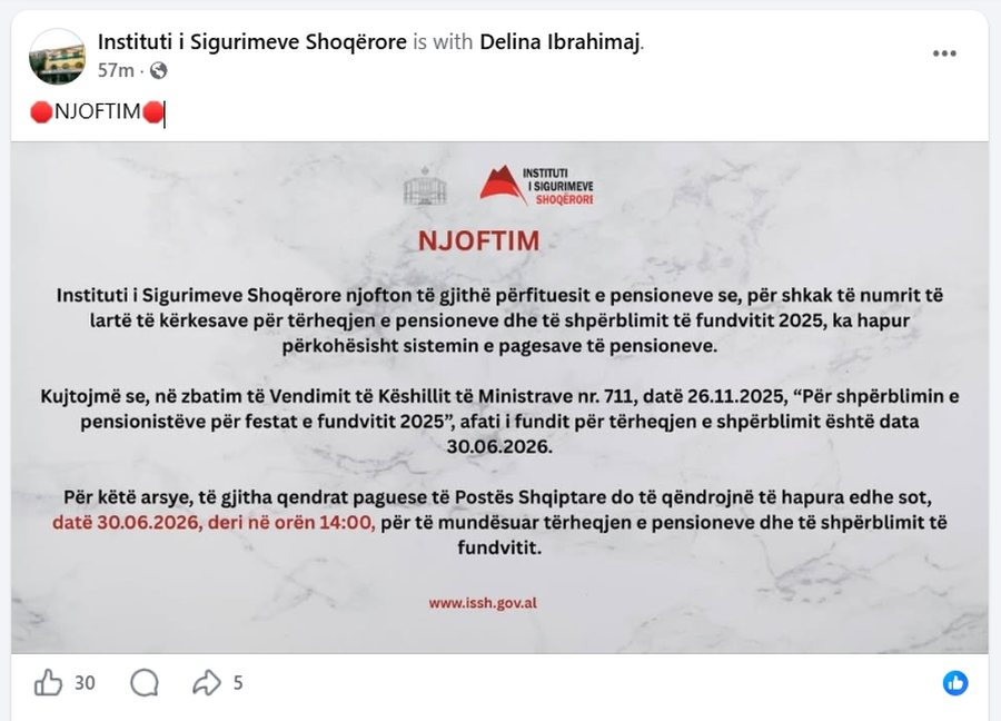 ISSH tallet me pensionist&euml;t: Kemi pasur fluks t&euml; madh p&euml;r