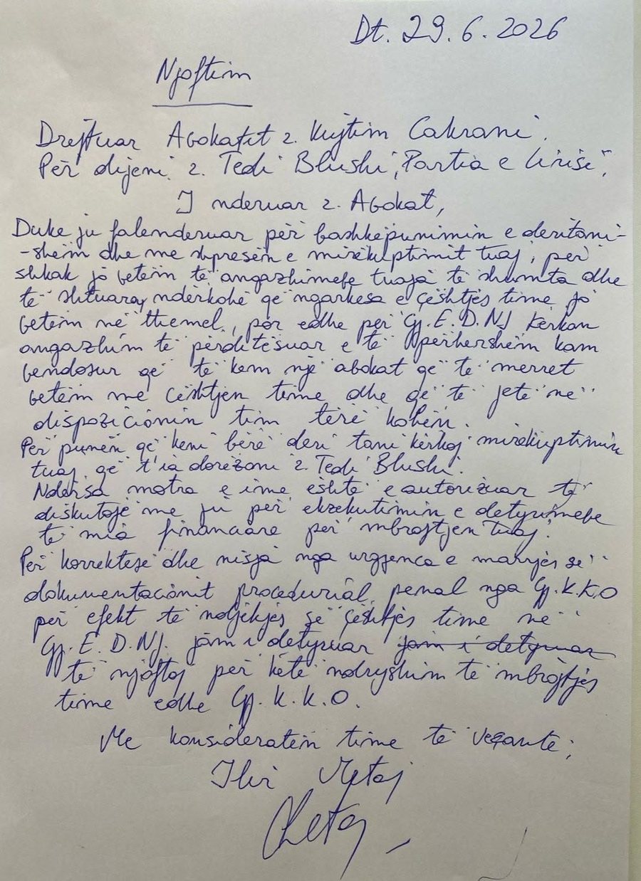 Meta zyrtarizoi &ldquo;divorcin&rdquo; me Kujtim Cakranin, zbulohet letra e