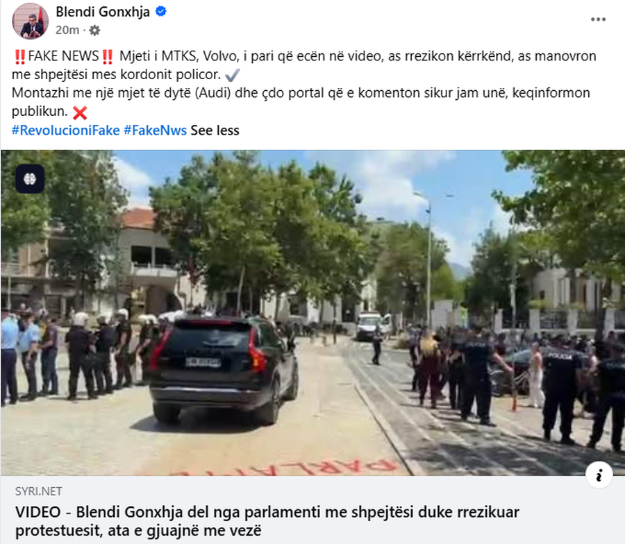 &ldquo;Nuk kalova me shpejt&euml;si te protestuesit&rdquo;, reagon ministri