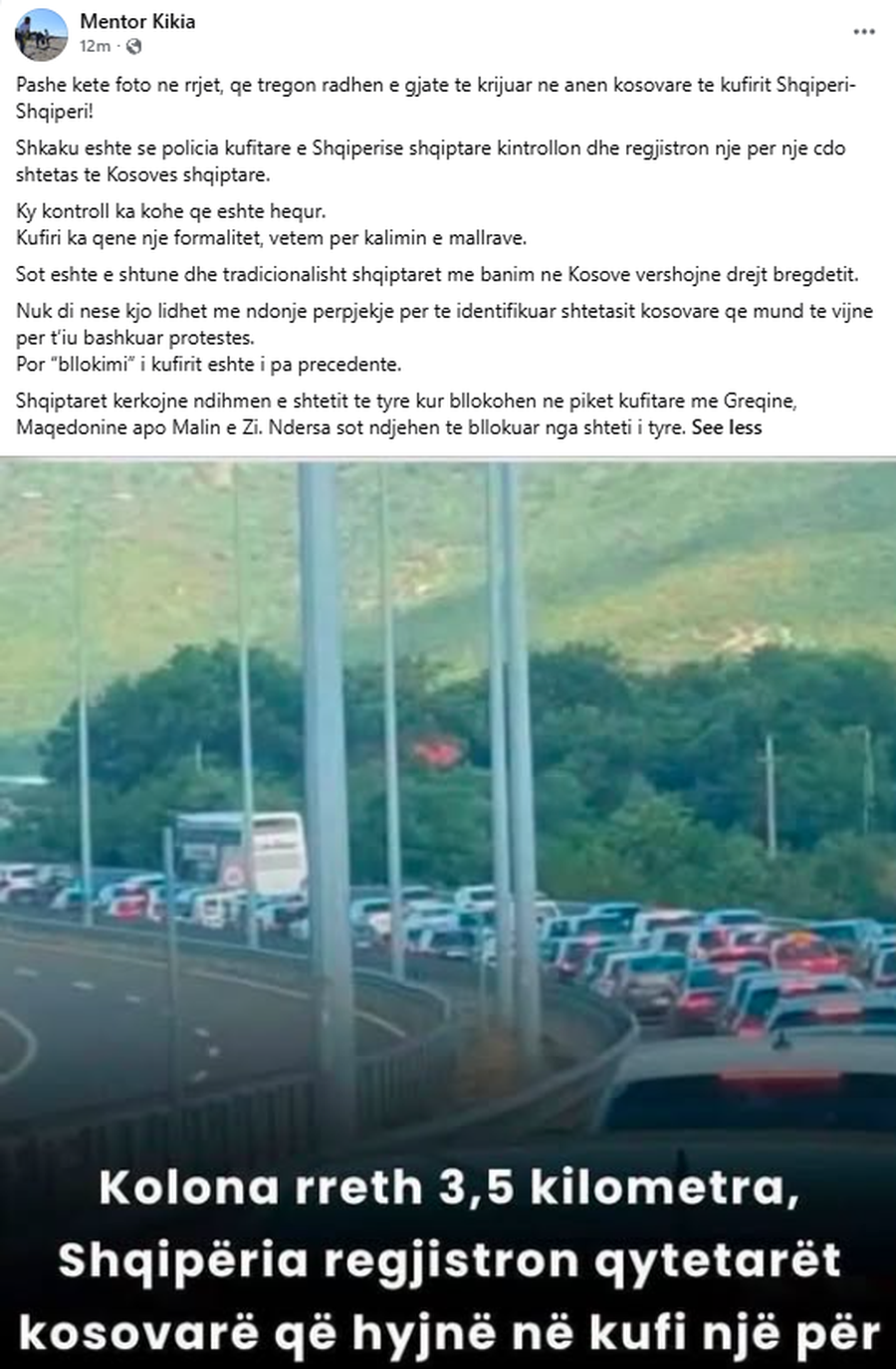 Varg kilometrik automjetesh n&euml; dogan&euml;n e Morin&euml;s, gazetari i