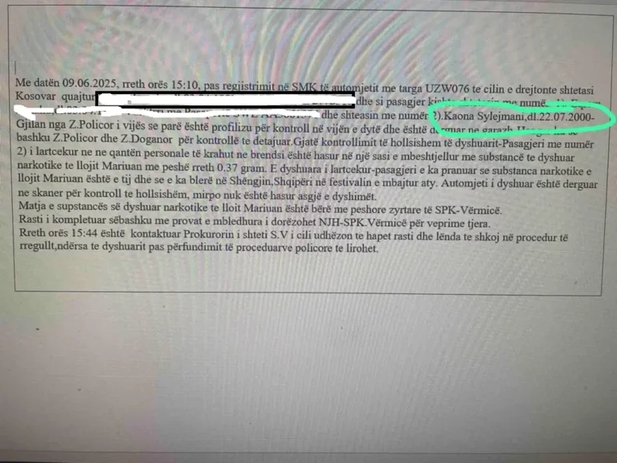 Vajza e Adriana Matoshit u kap me drog&euml;! Pasi u "kryq&euml;zua"