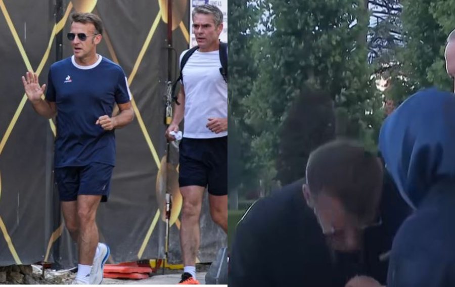 Momentet e Macron n&euml; Turqi! I veshur sportiv, presidenti francez shfaqet