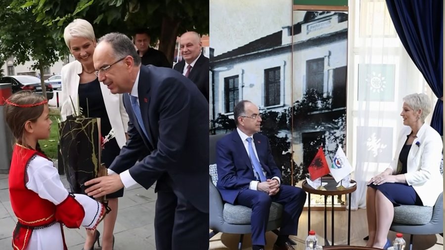 Presidenti Begaj takime me zyrtar&euml;t shqiptar&euml; n&euml; Lugin&euml;n e