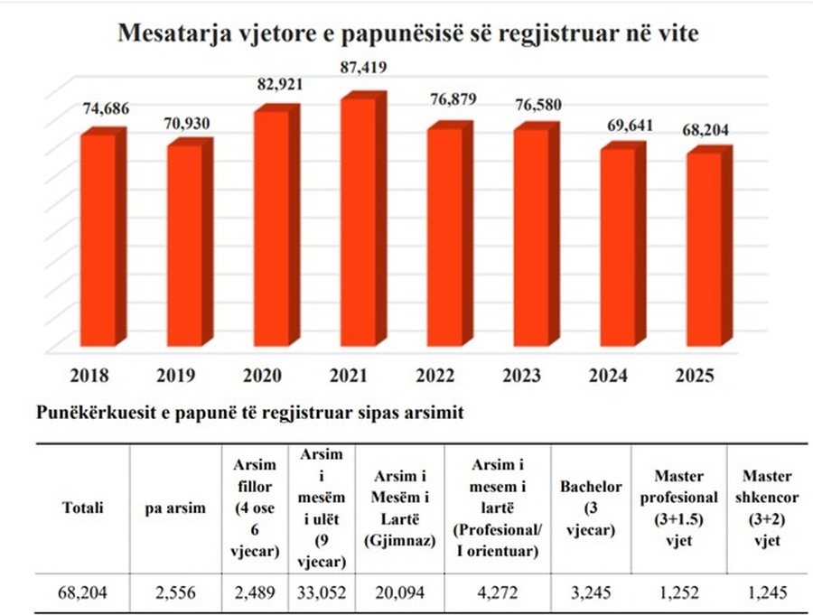68 mijë persona kërkuan punë në 2025 në Shqipëri,