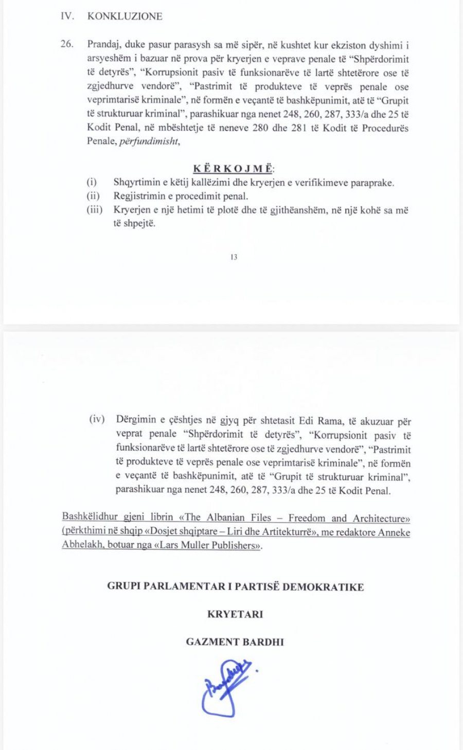 PD dorëzon në SPAK "provat" e librit "Albanian