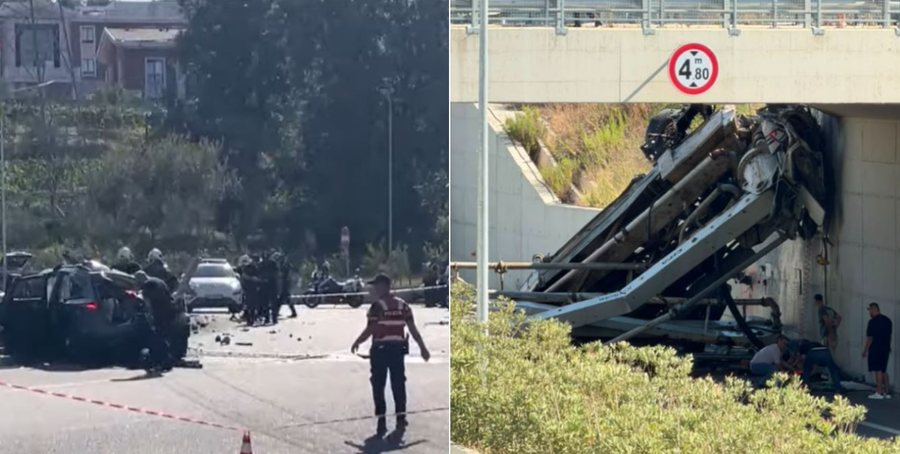 Betonierja me shpejt&euml;si sk&euml;terr&euml; n&euml; autostrad&euml;, Policia